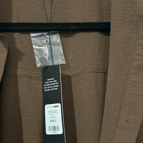 Makenzie short sleeve jumpsuit-Brown/Fashion Nova - Picture 4 of 5